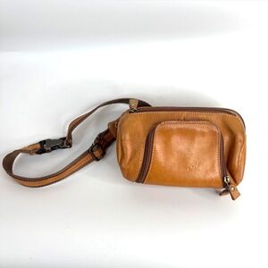 VTG NorthStyle Cowhide Leather Belt Bag Camel Brown Fanny Pack Travel Boho 8x4.5